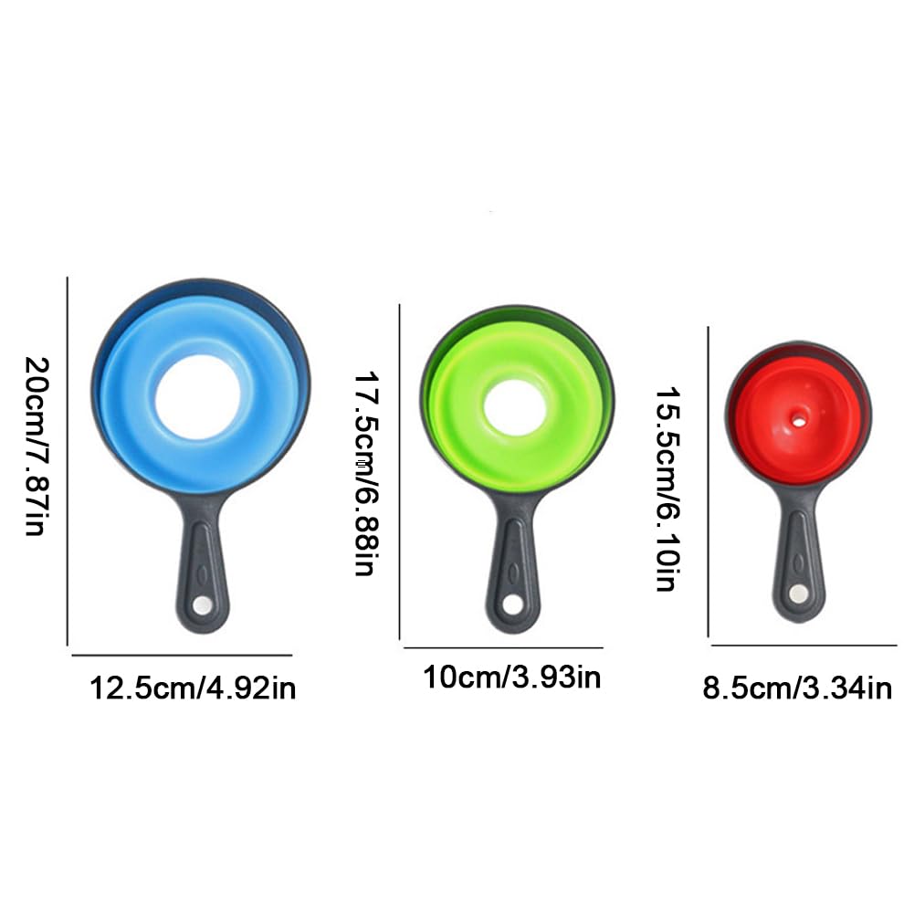 Skiennix Silicone Funnels Set of 3 - Ideal for Wide & Regular Jars | Perfect for Jams, Juices, Spices & Oils