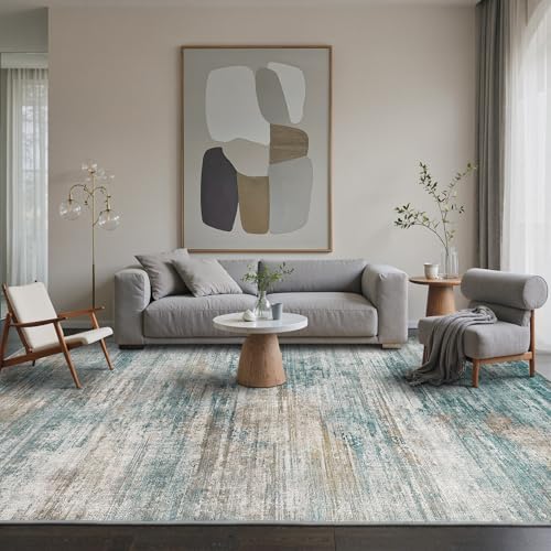 BEIMO 5' x 7' Teal Abstract Area Rug Washable Non-Slip Living Room Decor