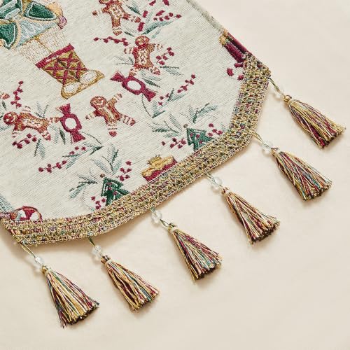 Loom and Mill Jacquard Christmas Table Runner 13x72 inch Beige - Festive Holiday Decor
