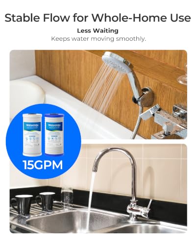 Waterdrop Whole House Water Filter System - Chlorine & Sediment Reduction, 10 x 4.5 inch