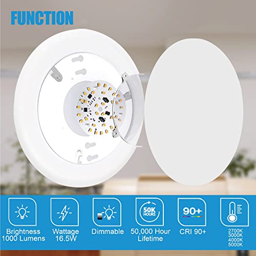 6-Inch Dimmable LED Recessed Ceiling Lights 16.5W 1000Lm Daylight Surface Mount Pack