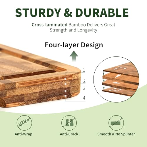 BAMBANG End Grain Bamboo Cutting Boards Set of 3 with Juice Groove & Stand