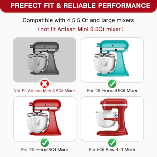 Akiosk 2 Qt Ice Cream Maker Attachment for KitchenAid Stand Mixer - Compatible with 4.5/5QT & 6QT Models, Yogurt & Sorbet