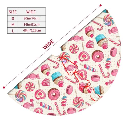 Yilad Christmas Tree Skirt 36/48in Lollipop Cupcake Donut Pattern Premium Polyester