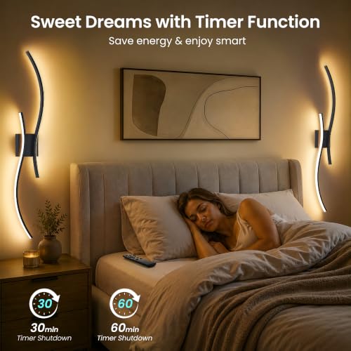 Rechargeable Wall Lights 39.4 Inch LED Sconce with Remote 3CCT - 2 Pack