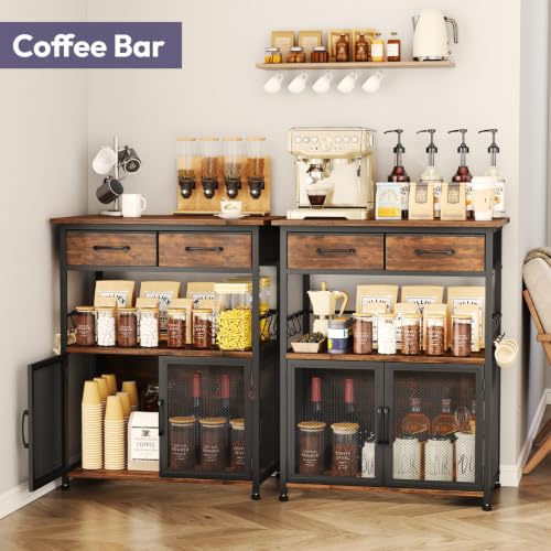 Espresso Coffee Bar Cabinet with Drawer & Hooks - 23.62x14.96x31.3 inches
