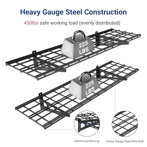Wall-Mounted Garage Storage Shelf 2-Pack 4ft Heavy Duty Steel Shelves with Hardware