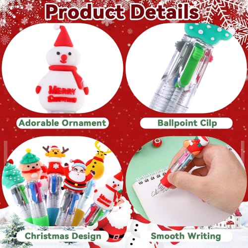 24PCS Christmas Multicolor Pens 4 Colors in 1 0.7mm Cute Gifts