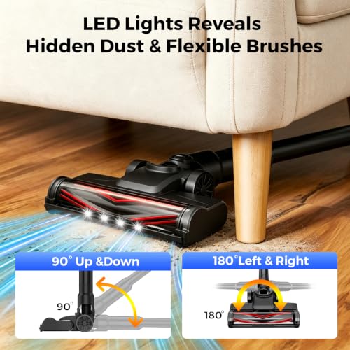 NovoVekos Black Cordless Stick Vacuum Cleaner 30KPa Power, Rechargeable & Compact