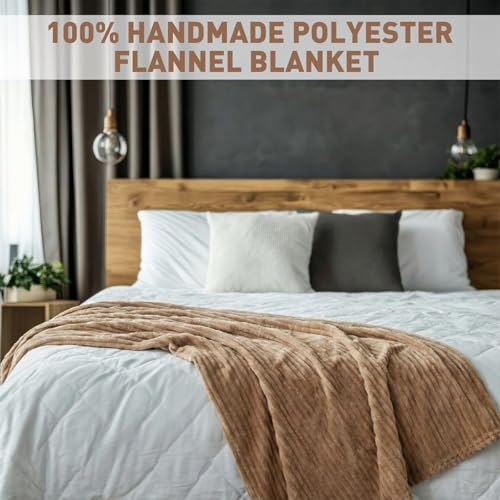 Buryeah 6-Pack Fleece Throw Blankets 50x60 Inches Soft Warm Plush for Sofa Bed Dark Brown & Light Brown