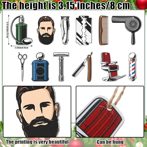 Vercraft 24 Pcs Barber Christmas Tree Ornaments - Men Edition