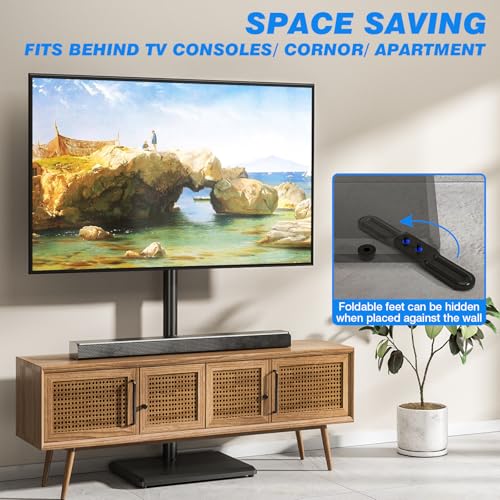 Rfiver Swivel Floor TV Stand with Power Outlet for 32-65 in TVs