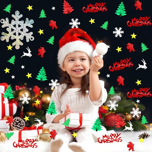 MARFOREVER Christmas Glitter Confetti, Merry Christmas Table Decorations Metallic Foil Confetti Sequins Xmas Snowflake Santa Claus Tree Elk Scatter Sprinkles for Xmas Winter Party Supplies