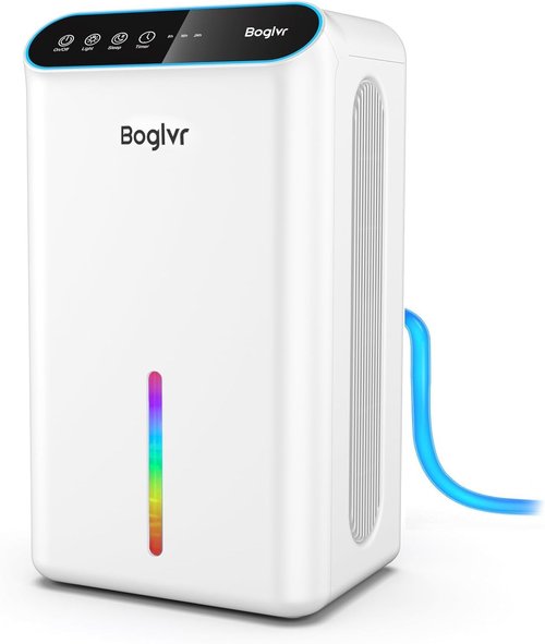 Dehumidifier | Regine Switzerland Quiet Home Unit for 1000 Sq.Ft - Auto Shut Off, Aromatherapy, 7-Color LED Light