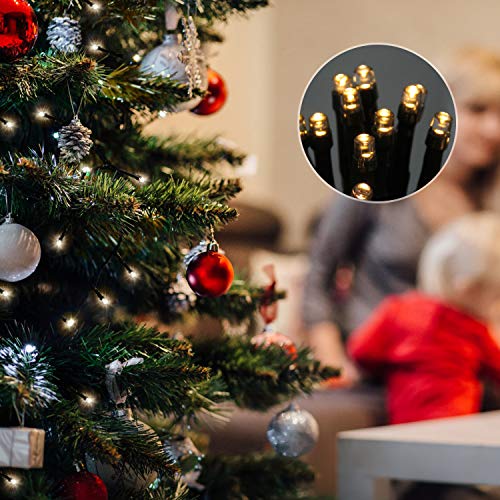 Warm White 50 LED Christmas String Lights with Timer, Battery Operated