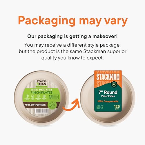 7-Inch Compostable Sugarcane Plates - 1000 Pack, Heavy-Duty Eco-Friendly Disposable Dinnerware - Variation of THIS listing