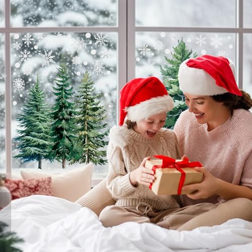 XZENTIRA 294 PCS Christmas Window Clings Christmas Party Decorations Christmas Tree Window Decals for Home Glass Classroom Display Decorations Winter Decor Holiday Party Supplies 8 Sheets
