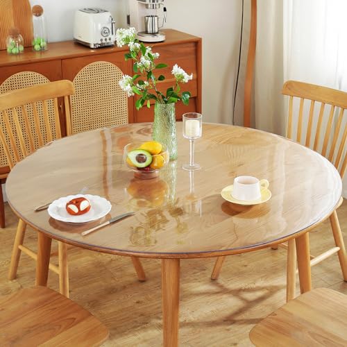 Warmstar Clear Table Protector 2mm Thick 48-Inch Round Cover - Food Safe, Scratch & Spill Protection