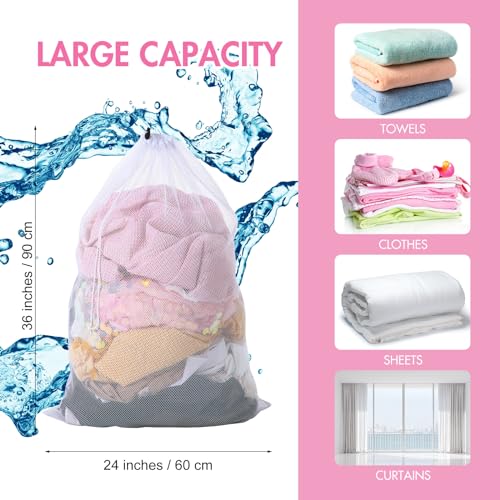 Berlune 30 Pack White Mesh Laundry Bags Large Capacity for Dorms & Laundry