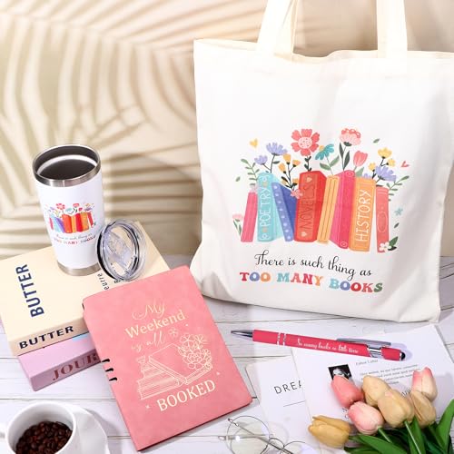 Book Lover Gift Set with 20oz Stainless Steel Tumbler Notebook Tote & Pen