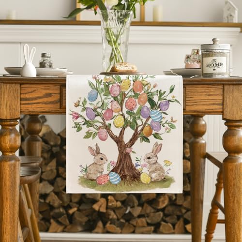 Artoid Mode Rabbit Eggs Easter Table Runner 13 x 72 inch Beige