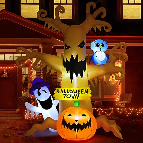 Halloween Inflatable Dead Tree with Owl Ghosts Pumpkins Outdoor Decor - Static