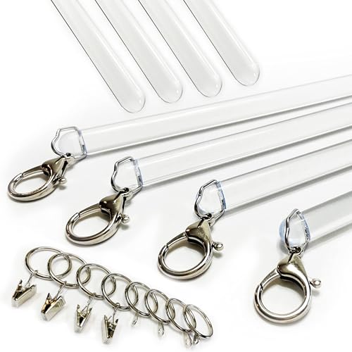 36 Inch Acrylic Curtain Pull Wand Set - Clear Drapery Opener (4 Pack)