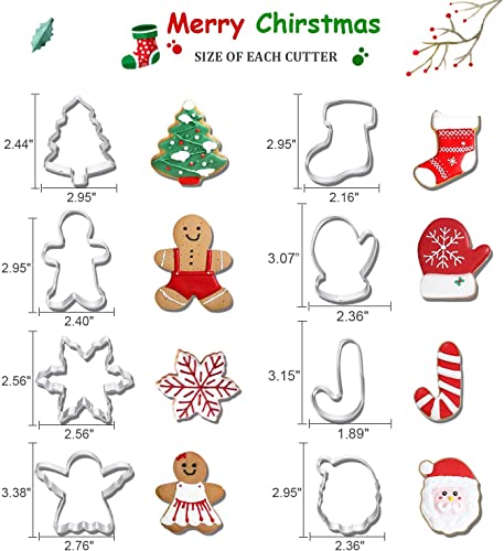 Q-BAKER 8-Piece Stainless Steel Christmas Cookie Cutter Set with Holiday Shapes