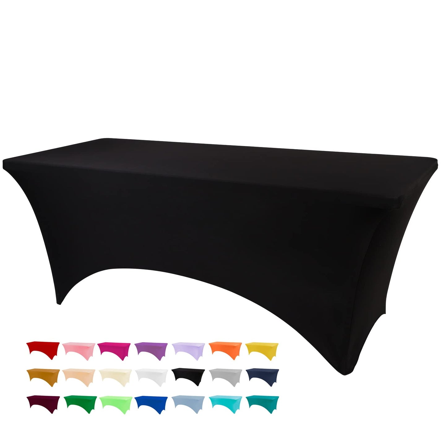 BDDC Table Covers for 6 Foot Tables, Black Washable and Wrinkle Resistant Stretch Tablecloths Rectangle 6ft for Events, Wedding, Banquets, Parties