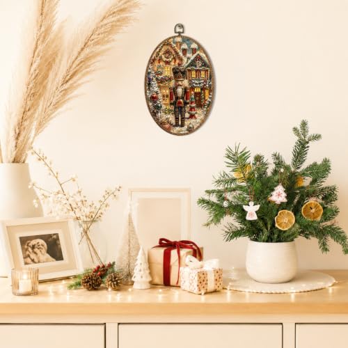 Saikociju Christmas Nutcracker Wall Art Decor 8.5x11.5 Inch - Holiday Wall Hanging, Round Wall Art, Christmas Home Decor - Variation: Christmas Nutcracker 03