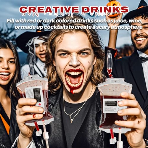 Halloween Blood-Bags for Drinks - Halloween Blood Bags Party Supplies,Halloween Blood Bag Drink Pouch,Halloween Simulation Blood Bag for Halloween Party Decorations,Christmas 10PCS