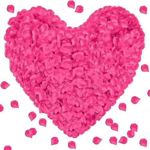 1000Pieces Rose Petals, Artificial Flower Petals Fake Rose Petals for Romantic Night,Wedding,Proposal Anniversary Flower Decorations (Rose Red)