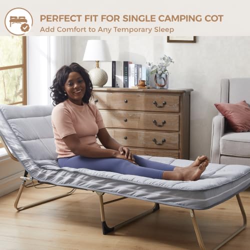 Jamdok 4-Inch Gel Memory Foam Mattress Topper Small Single Gray Cover 72x24