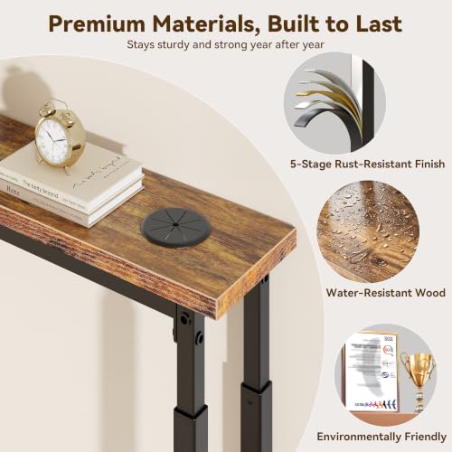 Rustic Brown 69.3-Inch Behind Couch Console Table Adjustable Height 24-36"