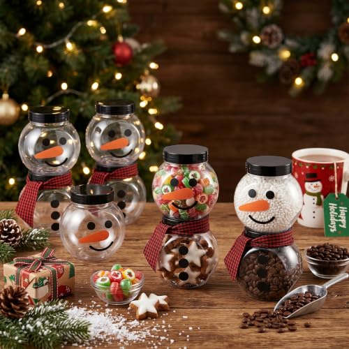 Jingmore 36 Pcs Christmas Snowman Candy Jars with Lids Red Black Plaid (36 Jars)