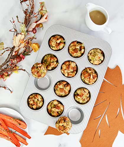 12-Cup Muffin Pan Set of 2 - Nonstick Aluminized Steel Bakeware, USA Pan