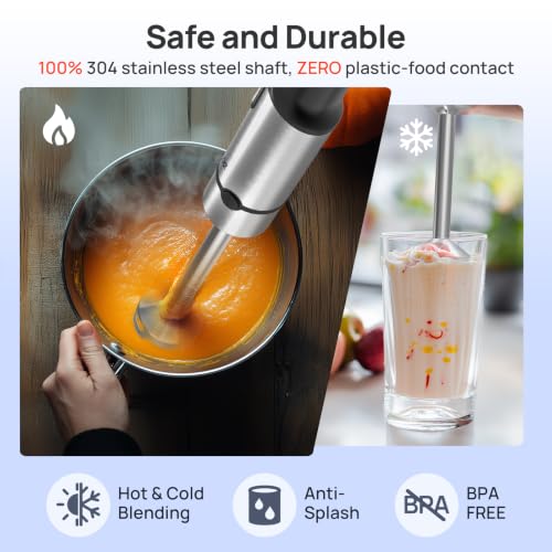 Consciot 5-in-1 Handheld Immersion Blender Max 1100W Black, 21-Speed & Turbo