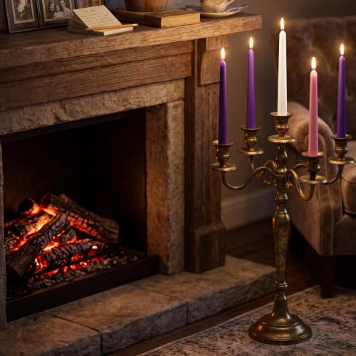 Patelai 80 Pcs Christmas Advent Taper Candles 10 Inch - Purple Pink White
