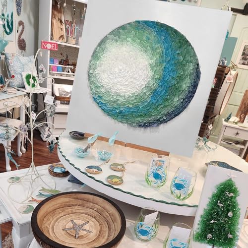 Tumbled Sea Glass 31oz - Frosted Crafting Gems for Christmas Tree Decor, Wreath DIY & Vase Filler | Beach Glass Pieces for Holiday Crafts and Home D?cor(Aqua White)