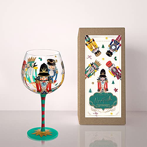 Nutcracker Balloon Wine Glass 20 oz - Hand Painted Christmas Gift
