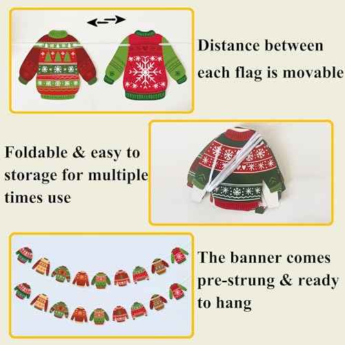 Ugly Sweater Banner Christmas Ugly Sweater Party Decorations, It's About to Get Ugly Party Decor Indoor Outdoor Xmas Winter Holiday Party Decoration Supplies