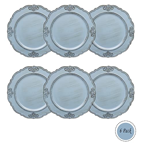 Spsyrine Antique Blue Charger Plates Set of 6, 13" Chargers for
