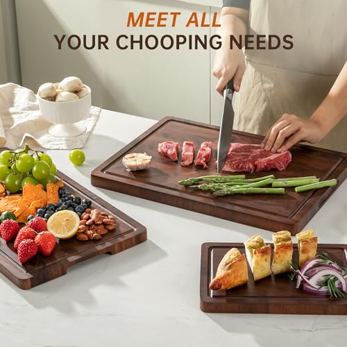 THETCHRY Walnut End Grain Cutting Board Set of 3 - Kitchen Prep & Serving