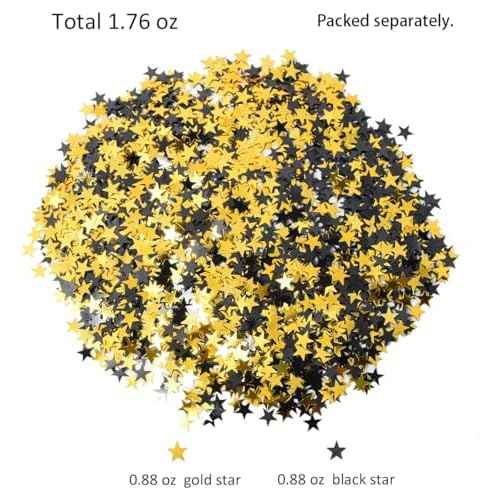 Star Confetti Shiny Black and Gold Table Confetti for Retirement Party Graduation Decorations Anniversary DIY Crafts 50g (About 4100 Pcs)