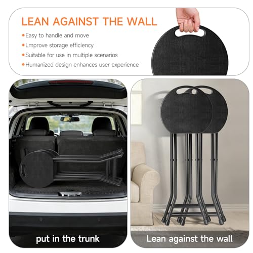 LEDLAY 24-Inch Black Folding Stool with Handle, Heavy-Duty 500LBS Capacity
