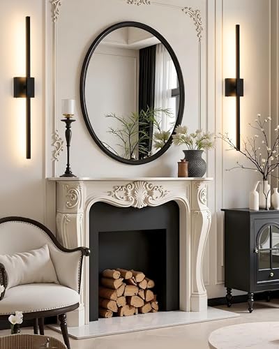 Black 32 Inch Battery Operated Wall Sconces with Remote Control - 2 Pack