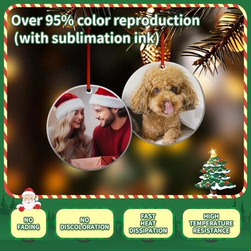 HTVRONT 26 Pcs Sublimation Ornament Blanks Double-Sided with Red String