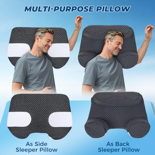 Side Sleeper Pillowcase with Arm Holes for Shoulder Relief, Memory Foam Cover