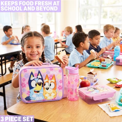 Bluey Girls Lunch Bag Set with Bento Box & Water Bottle - Pink/Multi, 3 Piece