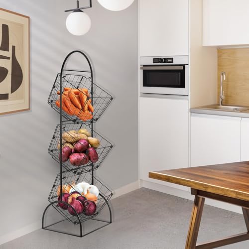 3-Tier Fruit Basket Stand for Kitchen Storage and Display